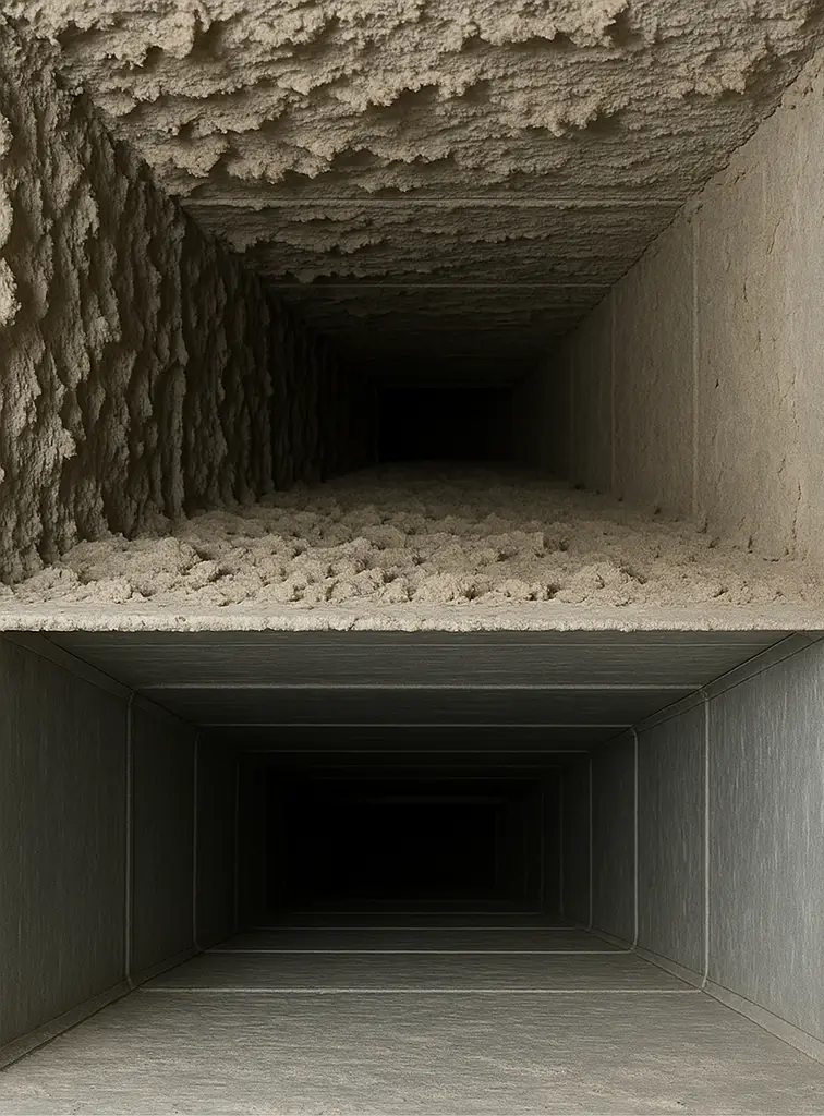 Before and after duct cleaning in Cinco Ranch Texas